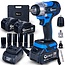 GEKO Accu slagmoersleutel 21 V 350 Nm set met 2 x 3,0 Ah accu’s, doppen en lader in koffer