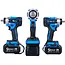 GEKO Accu slagmoersleutel 21 V 350 Nm set met 2 x 3,0 Ah accu’s, doppen en lader in koffer