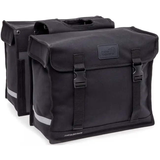 New Looxs Dubbele fietstas 46 liter zwart voor achterop met klikgespen en verstevigde zijkanten