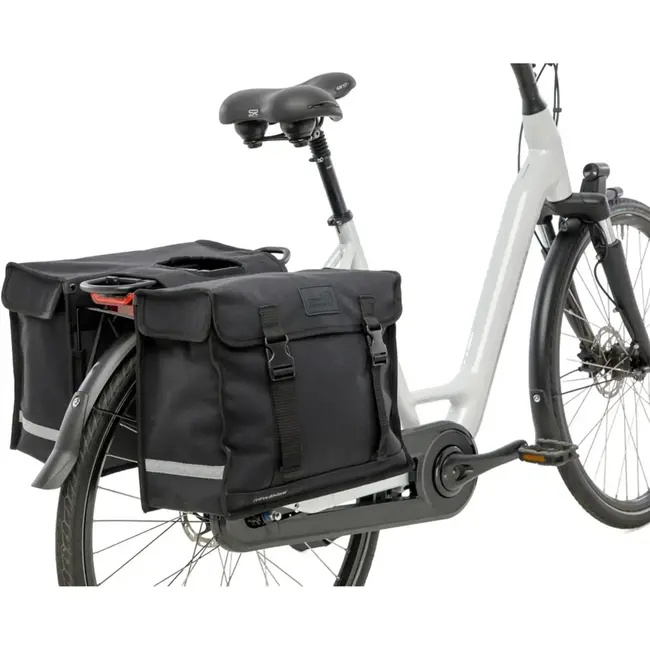 New Looxs Dubbele fietstas 46 liter zwart voor achterop met klikgespen en verstevigde zijkanten