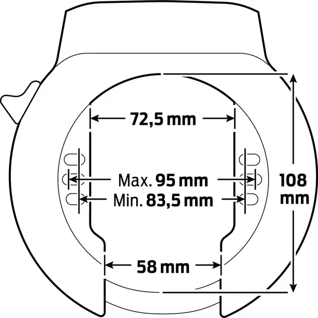 AXA Ringslot 72,5 mm zwart met ART2, gehard stalen beugel, plug-in aansluiting, sleutelbediening en flexibele montage