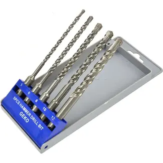 GEKO SDS hamerboor set - 5 stuks - 5-12 mm - Voor beton en steen