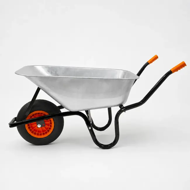 Gartex Kruiwagen 100 liter gegalvaniseerd met luchtband, stevige grip en 160 kg draagvermogen