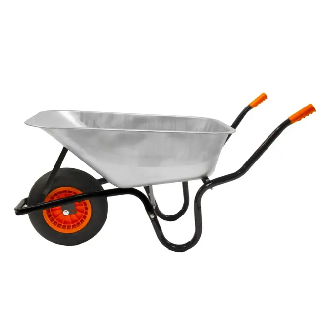 Gartex Kruiwagen 100 liter gegalvaniseerd met luchtband, stevige grip en 160 kg draagvermogen