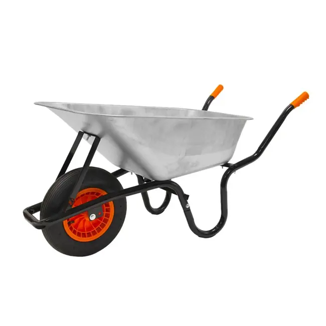 Gartex Kruiwagen 100 liter gegalvaniseerd met luchtband, stevige grip en 160 kg draagvermogen