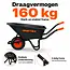 Gartex Kruiwagen 100 liter met zwarte kunststof bak, luchtband en 160 kg draagvermogen
