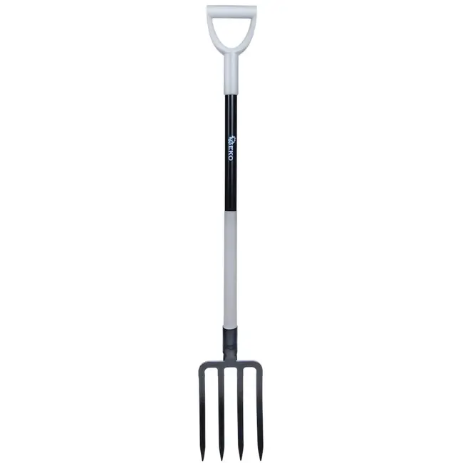 GEKO Gesmede spitvork 120 cm met 4 tanden van staal, D-greep en HRC 40-48 hardheid voor tuin, moestuin en grondwerk
