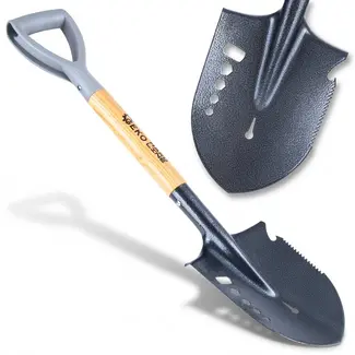 GEKO Multifunctionele schep 70 cm met D-greep, stalen blad 16,5 x 22 cm, zaagrand, zeskantsleutels en flesopener
