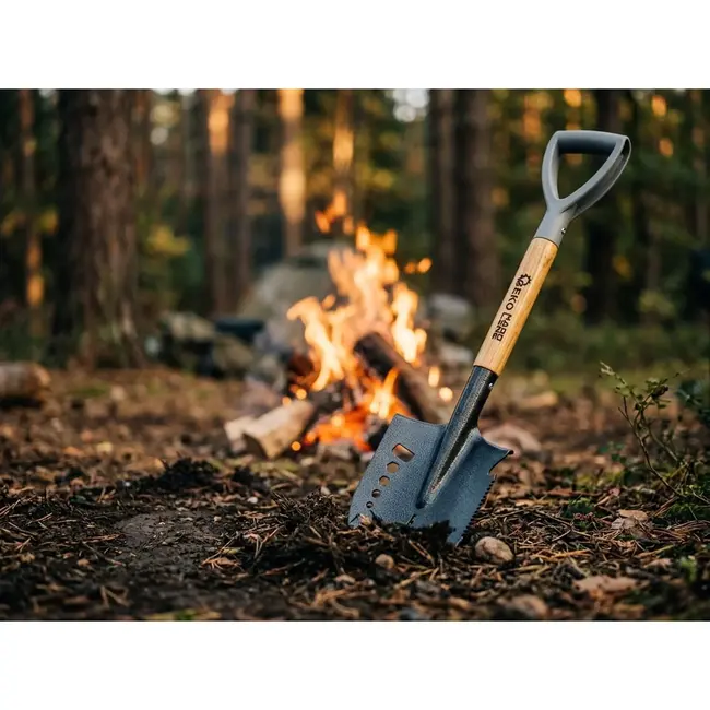 GEKO Multifunctionele schep 70 cm met D-greep, stalen blad 16,5 x 22 cm, zaagrand, zeskantsleutels en flesopener