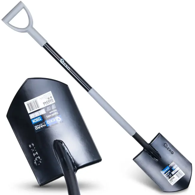 GEKO Puntspade 120 cm voor compacte grond met stalen blad 20 × 28 cm en comfortabele D-greep