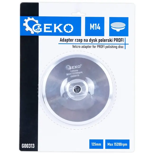 GEKO Aluminium polijstschijf met klittenband 125 mm M14 voor autolak, metaalbewerking en werkplaatsgebruik