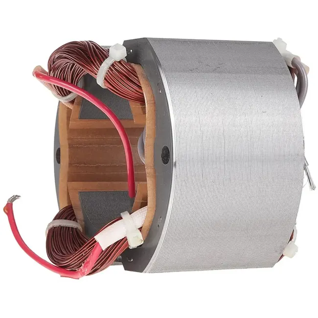 GEKO Stator voor afkortzaag 2000 W 255 mm met zichtbare koperen wikkelingen en metalen behuizing voor gerichte reparatie