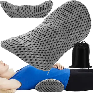 Malatec Orthopedisch lendekussen 23 x 13 x 46 cm met traagschuim, W-vorm, afneembare hoes en opberghoes