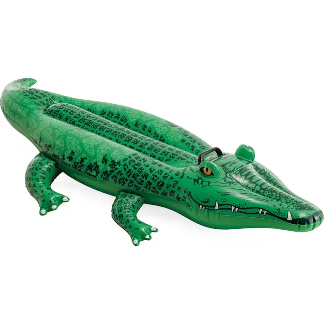 Intex Opblaasbare krokodil zwemmatras 168 x 86 cm met stevige handgreep, PVC 0,25 mm, reparatiepatch en draagvermogen tot 40 kg
