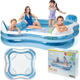 Intex Opblaasbaar zwembad 229 x 229 x 66 cm met 4 zitplaatsen, rugleuningen en bekerhouders