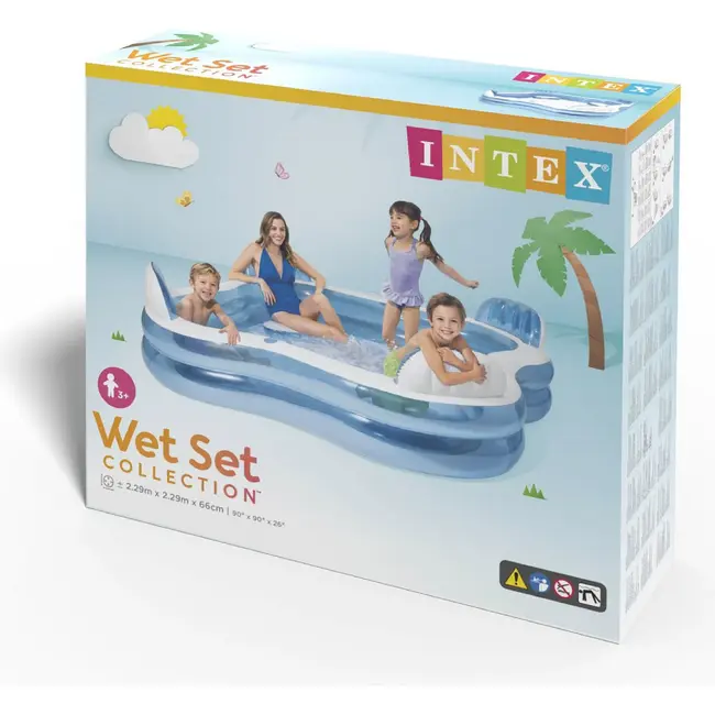 Intex Opblaasbaar zwembad 229 x 229 x 66 cm met 4 zitplaatsen, rugleuningen en bekerhouders