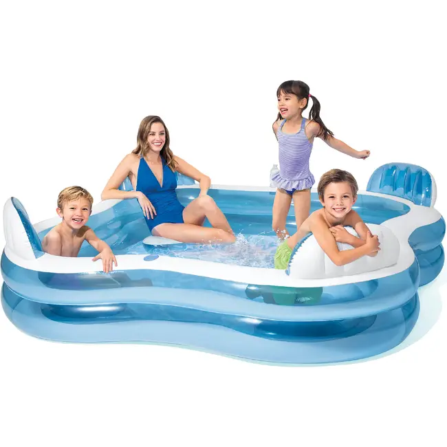 Intex Opblaasbaar zwembad 229 x 229 x 66 cm met 4 zitplaatsen, rugleuningen en bekerhouders