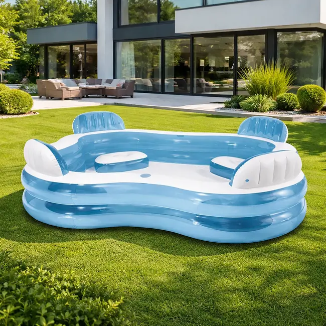 Intex Opblaasbaar zwembad 229 x 229 x 66 cm met 4 zitplaatsen, rugleuningen en bekerhouders