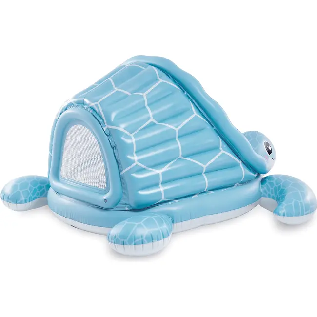 Intex Opblaasbaar kinderzwembad schildpad 2 in 1 met dak, zachte bodem en ballen voor waterpret buiten, 218 x 206 x 97 cm