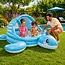 Intex Opblaasbaar kinderzwembad schildpad 2 in 1 met dak, zachte bodem en ballen voor waterpret buiten, 218 x 206 x 97 cm