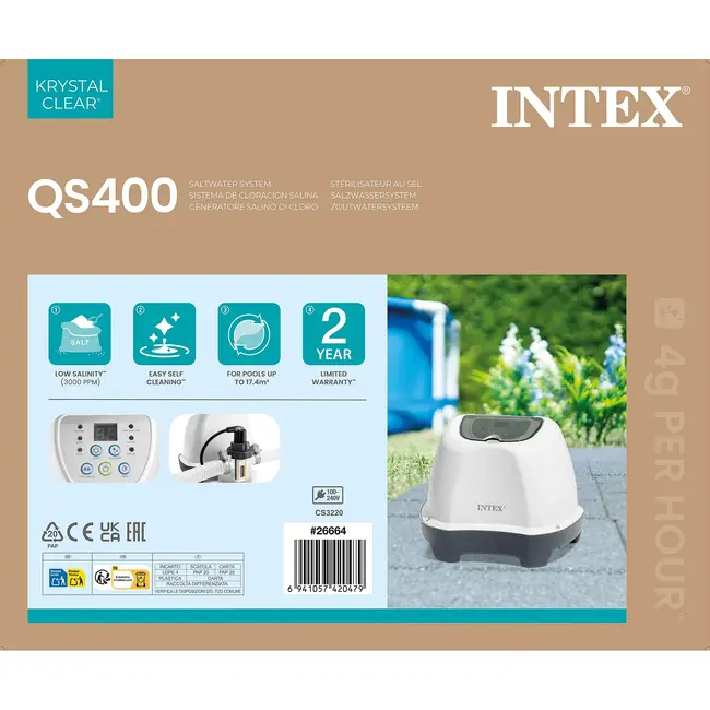 Intex Zwembad chloorgenerator 4 g/u met timer en tester voor opzetzwembaden tot 17.413 liter
