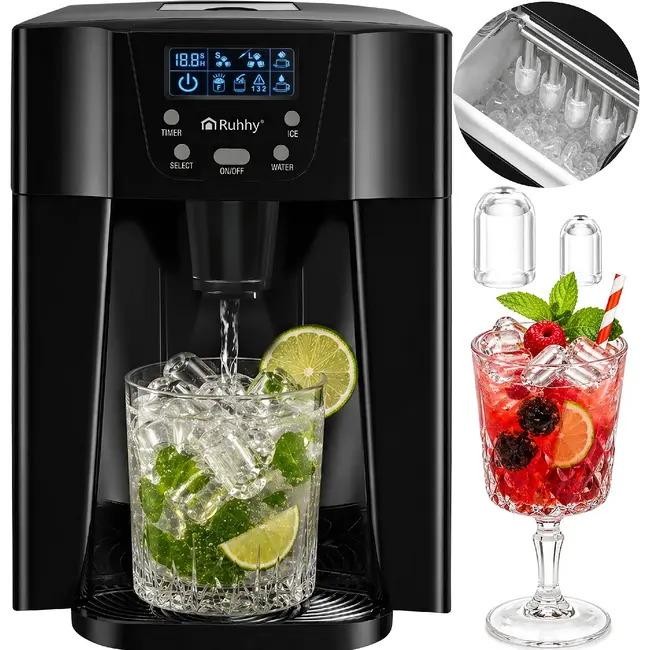 Ruhhy Ijsblokjesmachine 3 L zwart met LCD paneel 150 W compressor en 12 kg ijs per dag