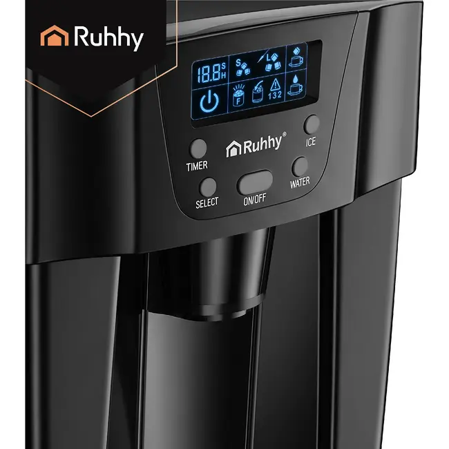 Ruhhy Ijsblokjesmachine 3 L zwart met LCD paneel 150 W compressor en 12 kg ijs per dag