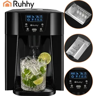 Ruhhy Ijsblokjesmachine 3 L zwart met LCD paneel 150 W compressor en 12 kg ijs per dag
