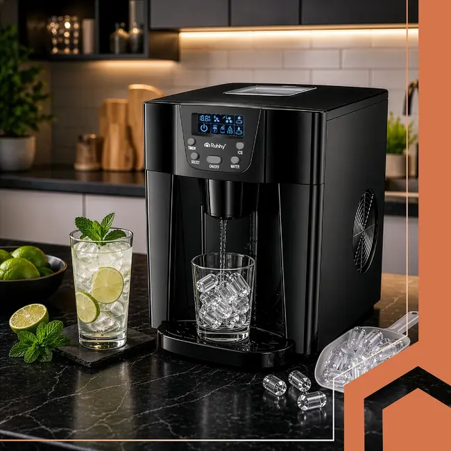 Ruhhy Ijsblokjesmachine 3 L zwart met LCD paneel 150 W compressor en 12 kg ijs per dag