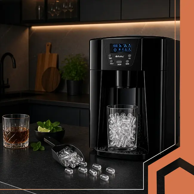 Ruhhy Ijsblokjesmachine 3 L zwart met LCD paneel 150 W compressor en 12 kg ijs per dag