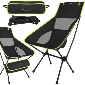 Trizand Inklapbare visstoel zwart 41 x 52 x 86 cm met stalen frame, transporthoes en draaglast 120 kg