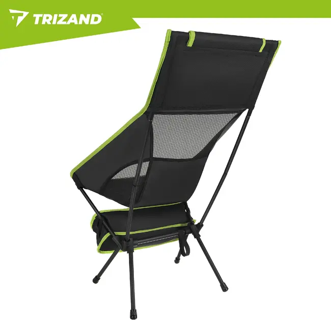 Trizand Inklapbare visstoel zwart 41 x 52 x 86 cm met stalen frame, transporthoes en draaglast 120 kg