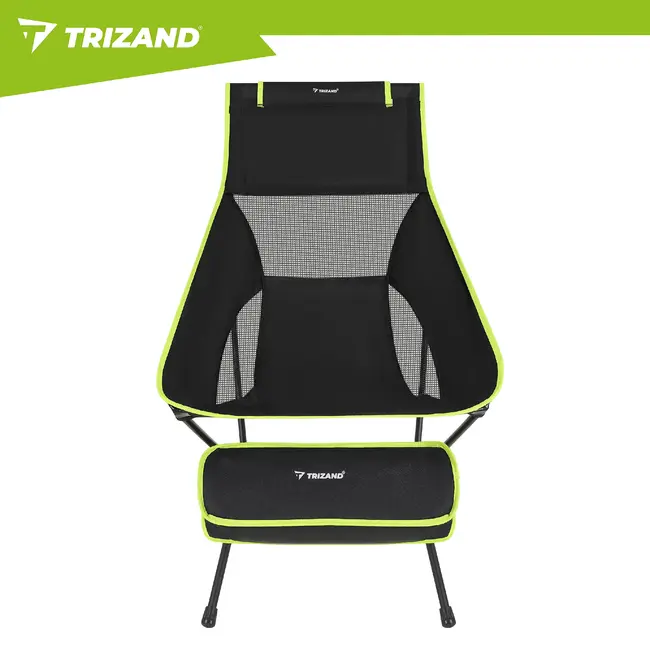 Trizand Inklapbare visstoel zwart 41 x 52 x 86 cm met stalen frame, transporthoes en draaglast 120 kg