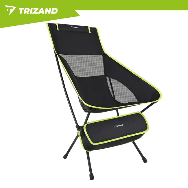 Trizand Inklapbare visstoel zwart 41 x 52 x 86 cm met stalen frame, transporthoes en draaglast 120 kg