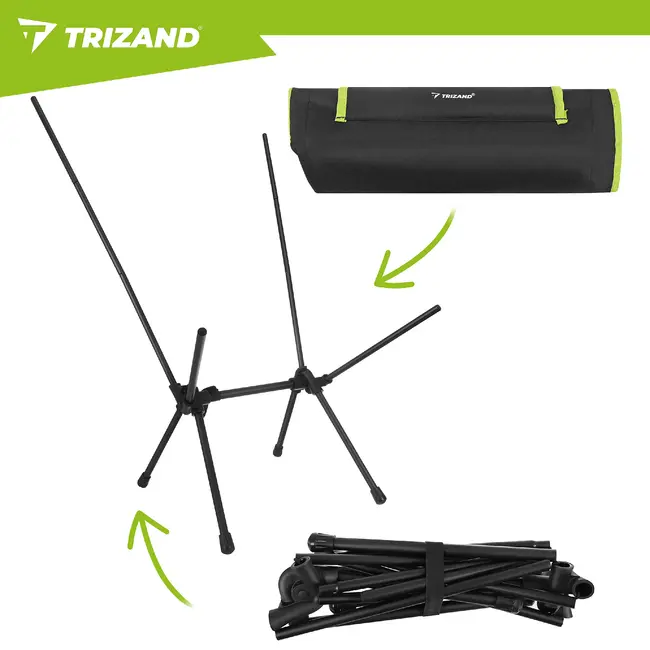Trizand Inklapbare visstoel zwart 41 x 52 x 86 cm met stalen frame, transporthoes en draaglast 120 kg