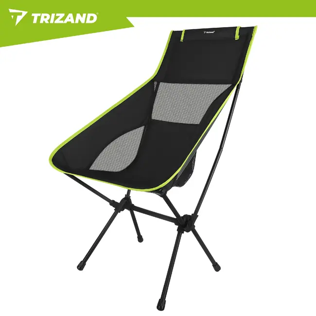 Trizand Inklapbare visstoel zwart 41 x 52 x 86 cm met stalen frame, transporthoes en draaglast 120 kg