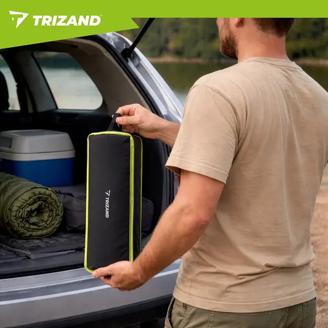 Trizand Inklapbare visstoel zwart 41 x 52 x 86 cm met stalen frame, transporthoes en draaglast 120 kg