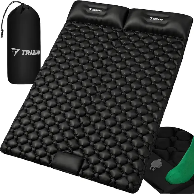 Trizand Zelfopblazende tweepersoons slaapmat 120 x 190 cm met voetpomp, draaghoes en nylon TPU