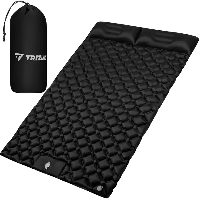 Trizand Zelfopblazende tweepersoons slaapmat 120 x 190 cm met voetpomp, draaghoes en nylon TPU