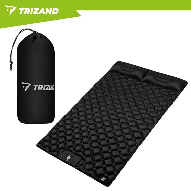 Trizand Zelfopblazende tweepersoons slaapmat 120 x 190 cm met voetpomp, draaghoes en nylon TPU
