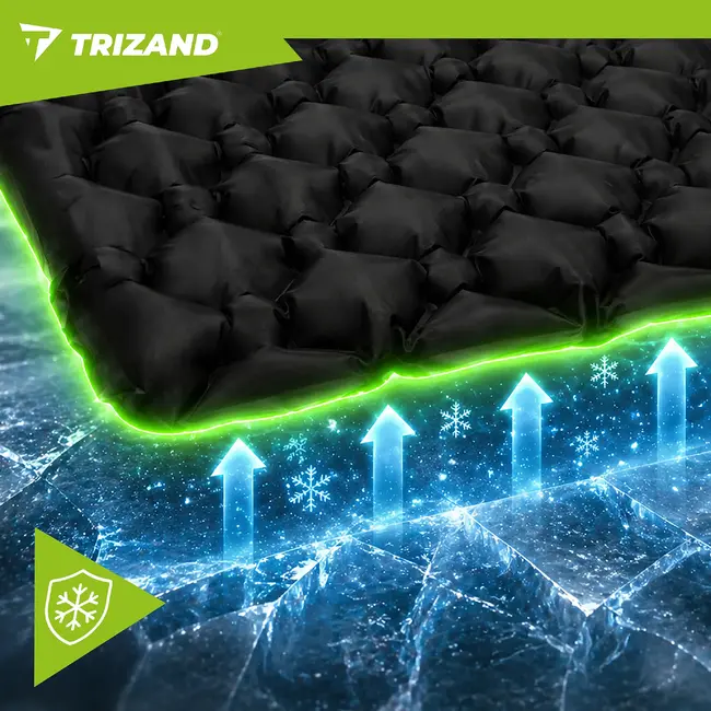 Trizand Zelfopblazende tweepersoons slaapmat 120 x 190 cm met voetpomp, draaghoes en nylon TPU
