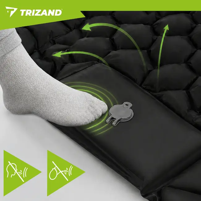 Trizand Zelfopblazende tweepersoons slaapmat 120 x 190 cm met voetpomp, draaghoes en nylon TPU