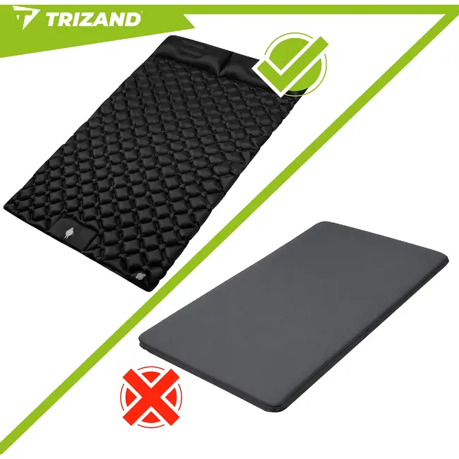 Trizand Zelfopblazende tweepersoons slaapmat 120 x 190 cm met voetpomp, draaghoes en nylon TPU