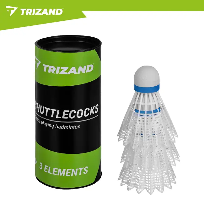 Trizand Complete badmintonset 8-delig met 4 rackets van 66,5 cm, 3 shuttles en hoes voor recreatief buiten spelen