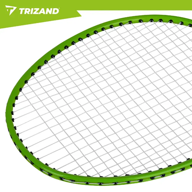 Trizand Complete badmintonset 8-delig met 4 rackets van 66,5 cm, 3 shuttles en hoes voor recreatief buiten spelen