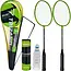 Trizand Badmintonset 9-delig met 2 rackets, 6 shuttles en hoes. Ideaal voor recreatief spelen in tuin, op strand of tijdens vakantie.