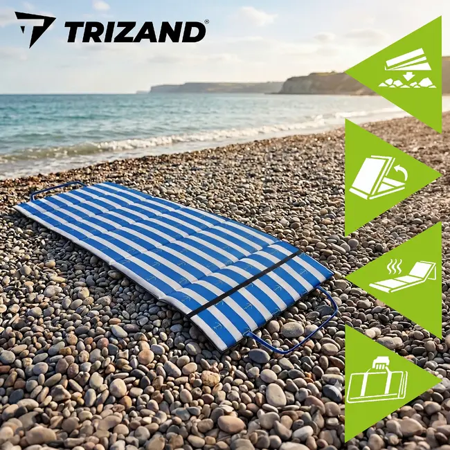 Trizand Opvouwbare strandmat XXL 192 x 66 x 1 cm waterbestendig voor strand camping en vakantie