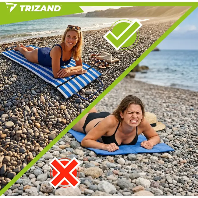 Trizand Opvouwbare strandmat XXL 192 x 66 x 1 cm waterbestendig voor strand camping en vakantie