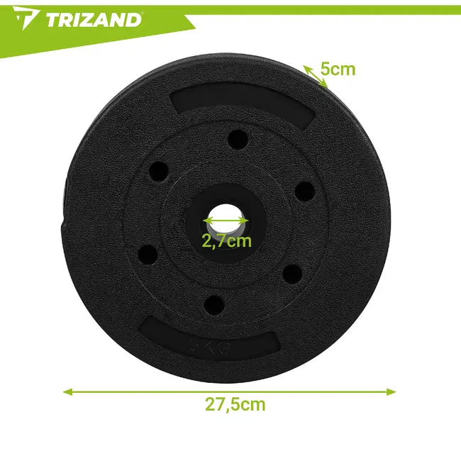 Trizand Haltergewichten set 5 kg 4 stuks voor krachttraining en fitness oefeningen