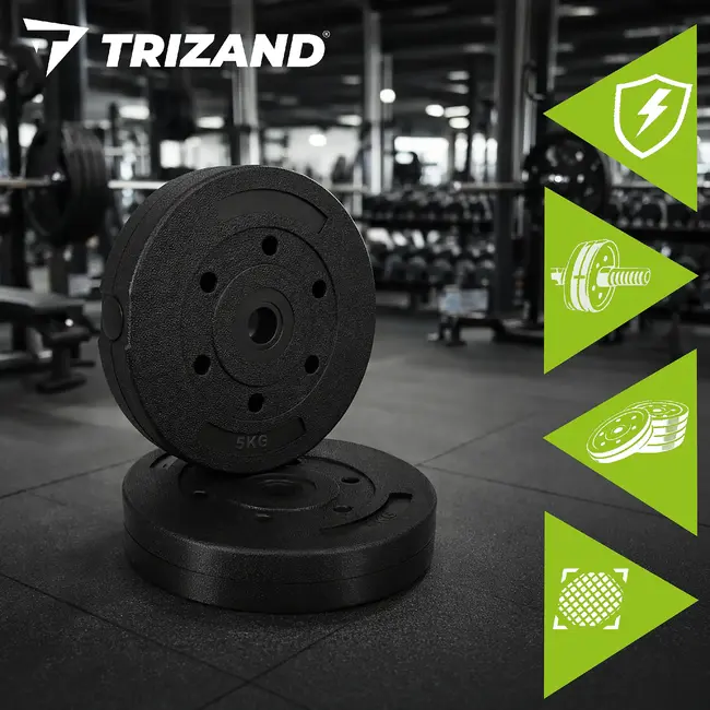 Trizand Haltergewichten set 5 kg 4 stuks voor krachttraining en fitness oefeningen